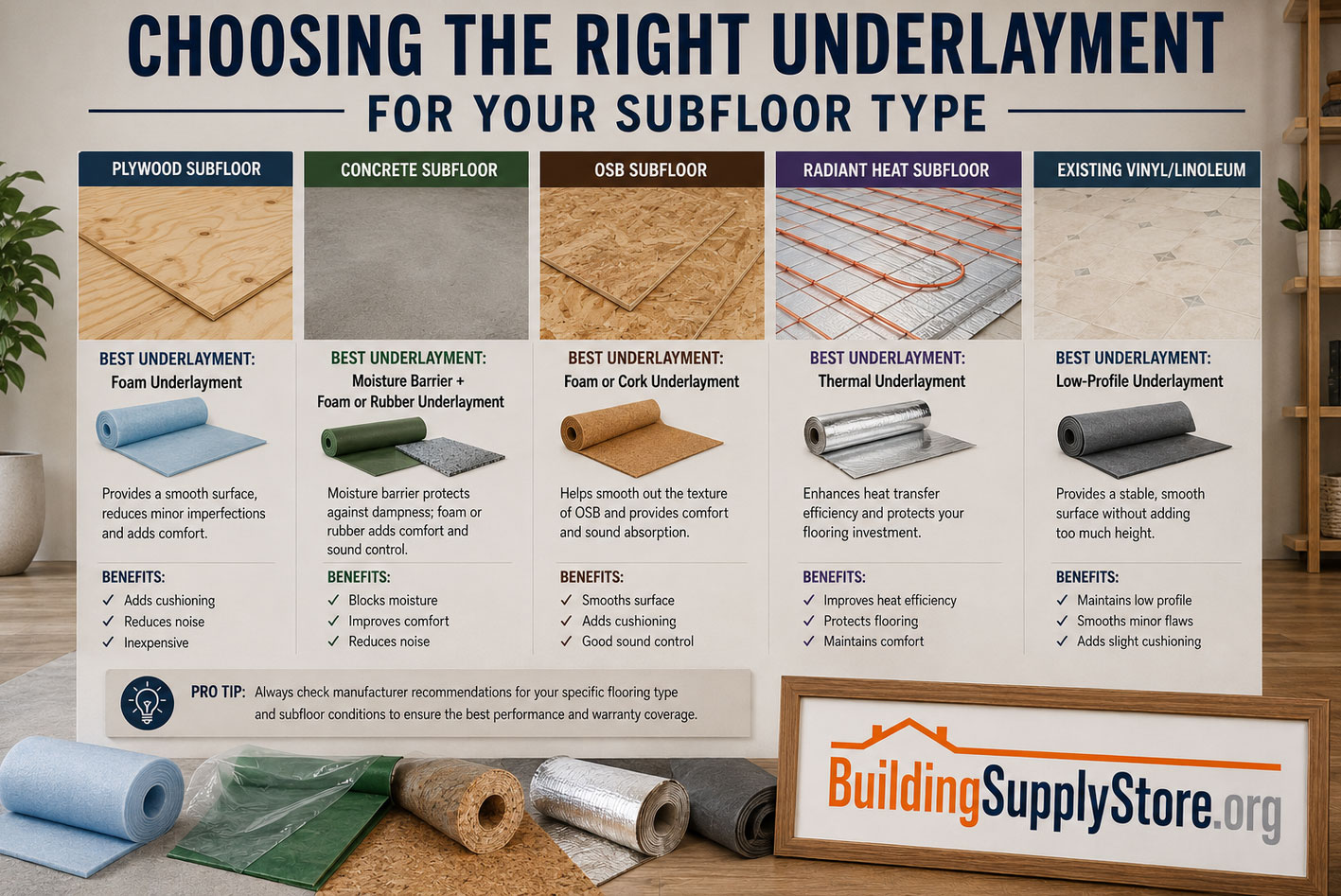 Choosing the Right Underlayment for Your Subfloor Type