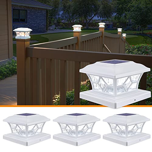 APONUO Solar Fence Post Lights 4 Pack, Solar Post Cap Lights 2 Color