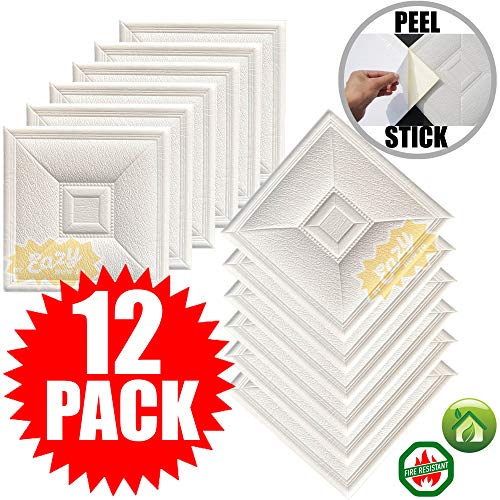 Eazy How To Peel and Stick Ceiling Tiles 46 Pieces 12"x12" Easy