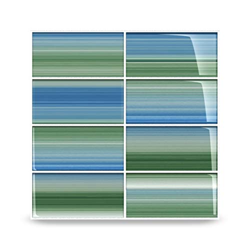 Green and Blue"Tidal" Glass Subway Tile for Kitchen Backsplash or