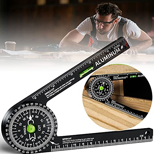 Miter Saw Protractor,Aluminum Protractor Angle Finder with Level Gauge