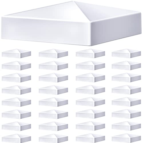 Pyramid White PVC Vinyl Post Top Caps, Fence Post Caps, Deck Post Caps