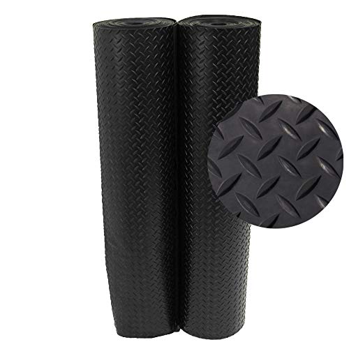 RubberCal "DiamondPlate Rubber Flooring Rolls 3 mm x 4 ft x 3 ft