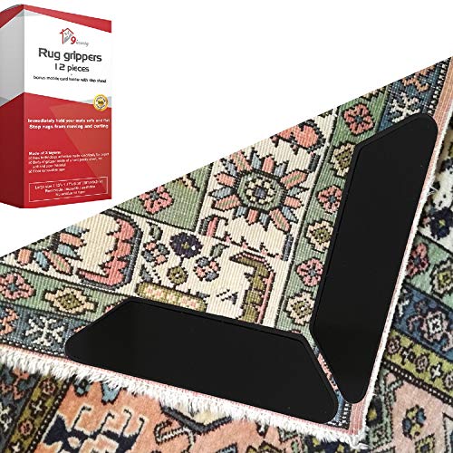 Rug Grippers for Hardwood and Tile Floors 12 Pcs; 3 Layers Design