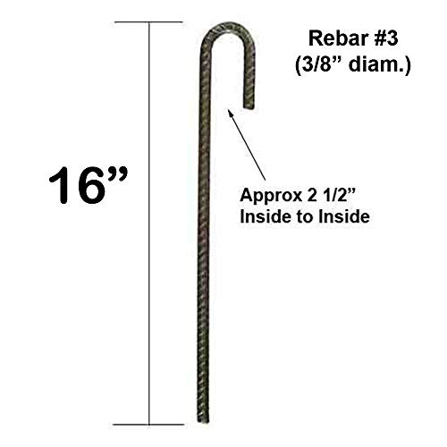 Steel Rebar Ground Stakes J Hook Heavy Duty 16" Deer Fence Hard Firm Soil Set