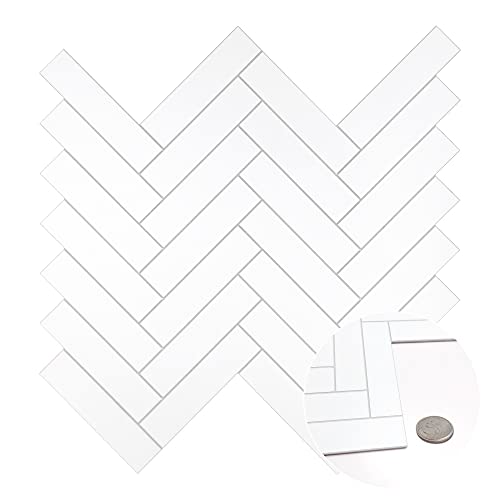 The Tiles Plaza Herringbone Peel and Stick backsplash for Kitchen