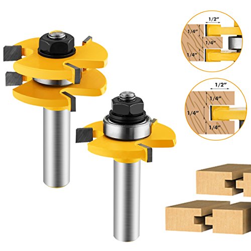 Tongue and Groove Set, 2Pcs Router Bit Set Wood Door Flooring 3 Teeth